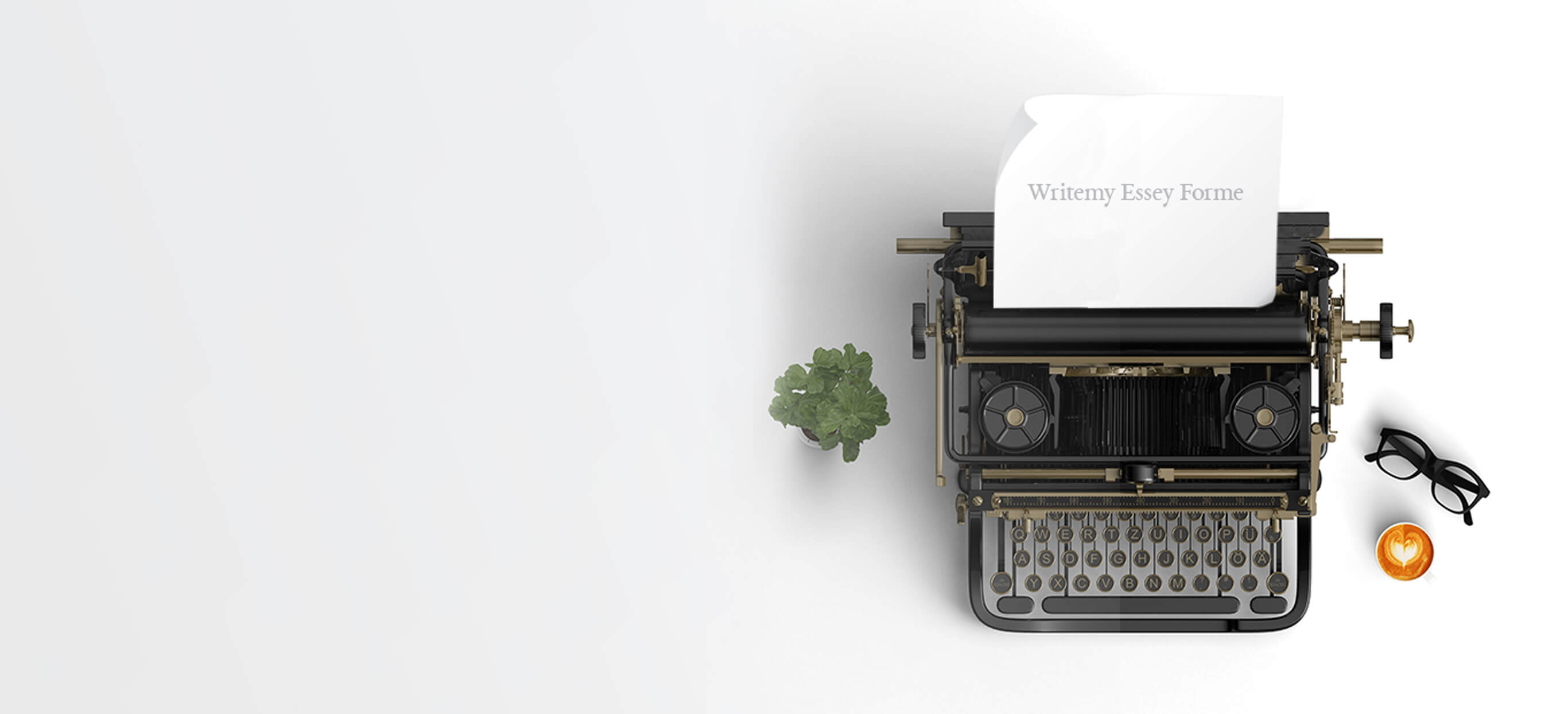 A black-and-golden typewriter with a paper that says, 